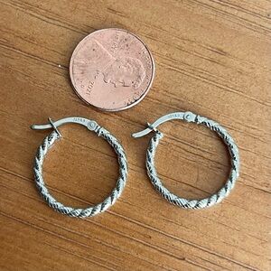 925 Sterling Silver Braided Textured Hoop Earrings